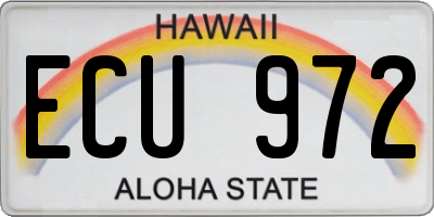 HI license plate ECU972