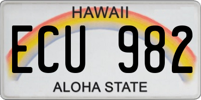 HI license plate ECU982