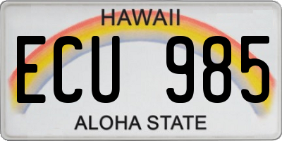 HI license plate ECU985