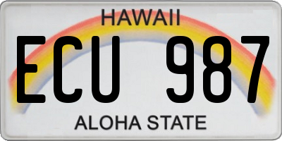 HI license plate ECU987