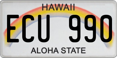 HI license plate ECU990