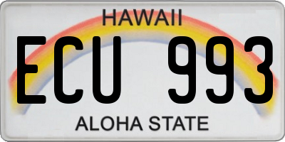 HI license plate ECU993