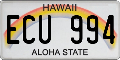 HI license plate ECU994