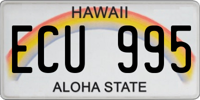 HI license plate ECU995