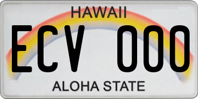 HI license plate ECV000