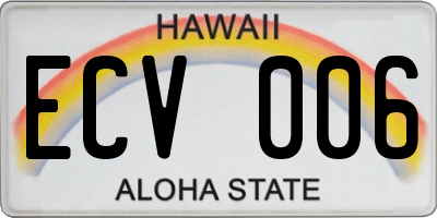 HI license plate ECV006