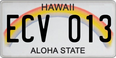 HI license plate ECV013