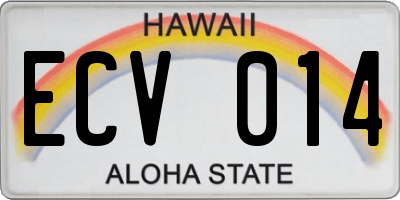HI license plate ECV014