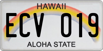 HI license plate ECV019