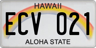 HI license plate ECV021
