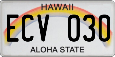 HI license plate ECV030