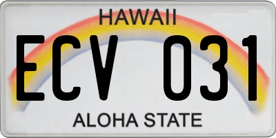 HI license plate ECV031