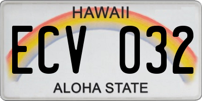 HI license plate ECV032