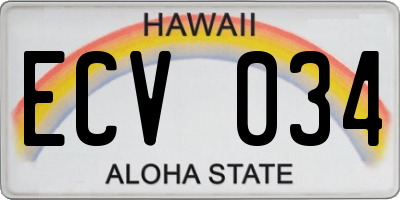 HI license plate ECV034