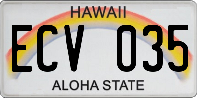 HI license plate ECV035