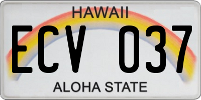 HI license plate ECV037