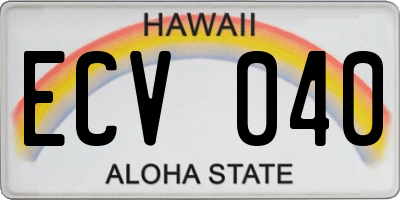HI license plate ECV040