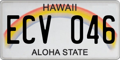 HI license plate ECV046