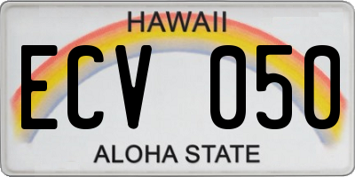 HI license plate ECV050