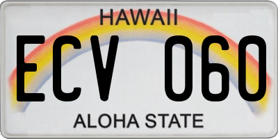 HI license plate ECV060