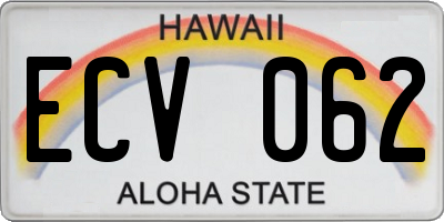 HI license plate ECV062