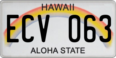 HI license plate ECV063