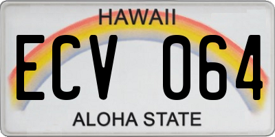 HI license plate ECV064