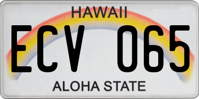 HI license plate ECV065