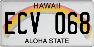 HI license plate ECV068