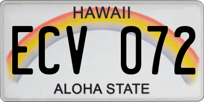 HI license plate ECV072