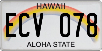 HI license plate ECV078