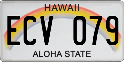 HI license plate ECV079