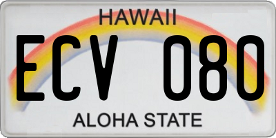 HI license plate ECV080