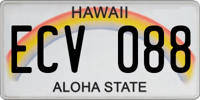 HI license plate ECV088