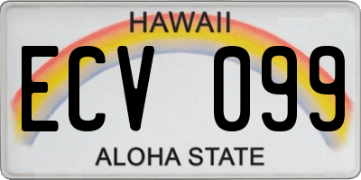 HI license plate ECV099