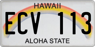 HI license plate ECV113