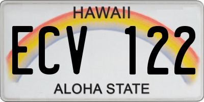 HI license plate ECV122