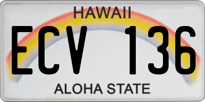 HI license plate ECV136