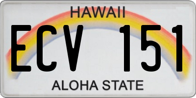 HI license plate ECV151