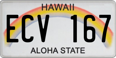 HI license plate ECV167