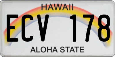 HI license plate ECV178