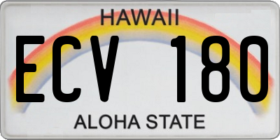HI license plate ECV180