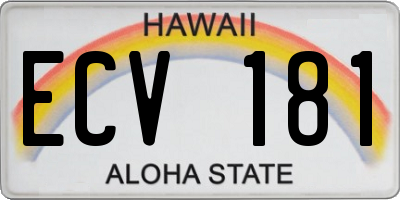 HI license plate ECV181