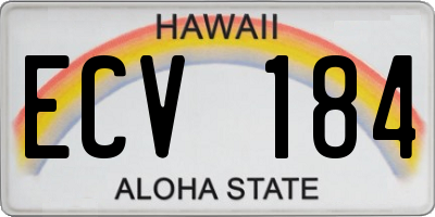 HI license plate ECV184