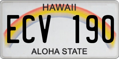 HI license plate ECV190