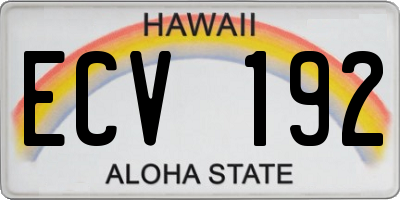 HI license plate ECV192