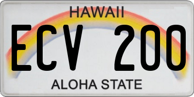 HI license plate ECV200