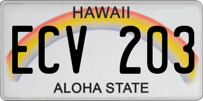 HI license plate ECV203