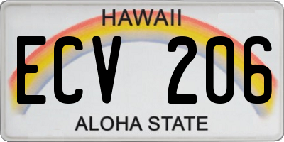 HI license plate ECV206