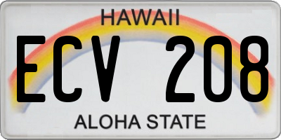 HI license plate ECV208